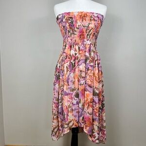 Misa Los Angeles Strapless Dress - Pink, Orange, Purple Floral